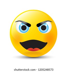 Funny cartoon character. Yellow face with emotions. Facial expression. Vector illustration.