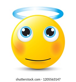 Funny cartoon character. Yellow face with emotions. Facial expression. Vector illustration.