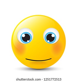 Funny cartoon character. Yellow face with emotions. Facial expression. Vector illustration.