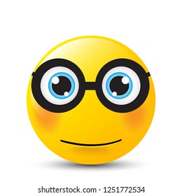 Funny cartoon character. Yellow face with emotions. Facial expression. Vector illustration.