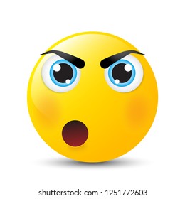 Funny cartoon character. Yellow face with emotions. Facial expression. Vector illustration.