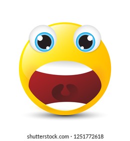 Funny cartoon character. Yellow face with emotions. Facial expression. Vector illustration.