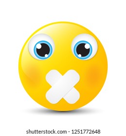 Funny cartoon character. Yellow face with emotions. Facial expression. Vector illustration.