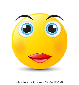 Funny cartoon character. Yellow face with emotions. Facial expression. Vector illustration.