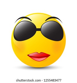 Funny cartoon character. Yellow face with emotions. Facial expression. Vector illustration.