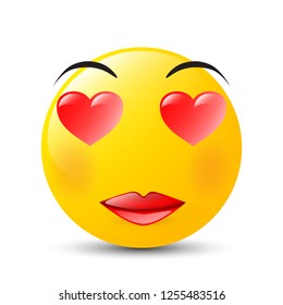 Funny cartoon character. Yellow face with emotions. Facial expression. Vector illustration.