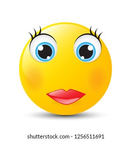 Funny cartoon character. Yellow face with emotions. Facial expression. Vector illustration.