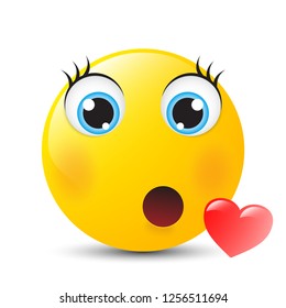 Funny cartoon character. Yellow face with emotions. Facial expression. Vector illustration.