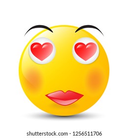 Funny cartoon character. Yellow face with emotions. Facial expression. Vector illustration.