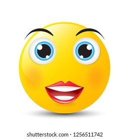 Funny cartoon character. Yellow face with emotions. Facial expression. Vector illustration.