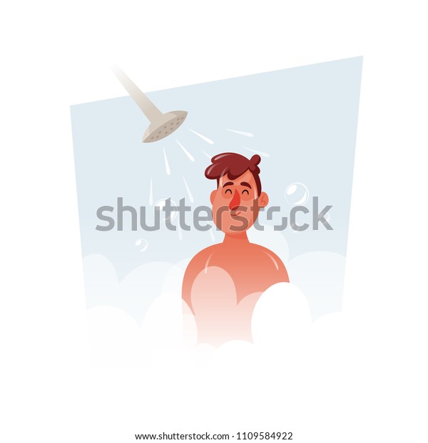 Funny Cartoon Character Young Man Shower Stock Vector (Royalty Free ...
