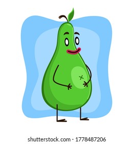 Funny cartoon character-fruit: pear. Colorful and have face, hands and legs. Use it as a print on clothes, stickers, notebooks and postcards. Or character for some project