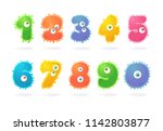 Funny Cartoon Characters. Bacteria Numbers. Vector Illustration