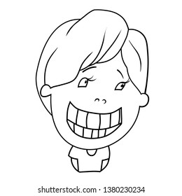 Funny cartoon characters of boys, expression of emotions and mood, portrait, children's book for painting, vector illustration