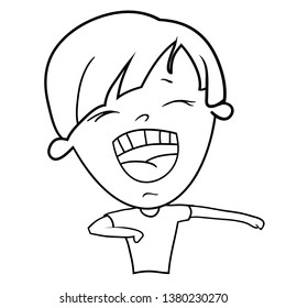 Funny cartoon characters of boys, expression of emotions and mood, portrait, children's book for painting, vector illustration