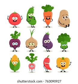 Funny Cartoon Characters. Cute Vegetables. Vector Set