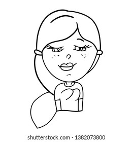 Funny cartoon characters of girls, expression of emotions and mood, portrait, children's book for painting, vector illustration
