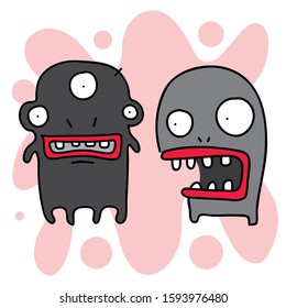 funny cartoon characters on pink background