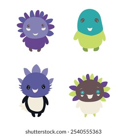 Funny cartoon characters. Vector design elements. 