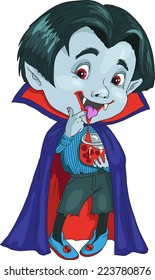 Funny cartoon. Characters. Vector illustration of Halloween monster. Isolated objects. Vampire.                       