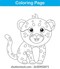 Funny cartoon cheetah. Coloring pages. Vector illustration