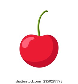 Funny cartoon cherry. Cute berry. Vector food illustration isolated on white background.