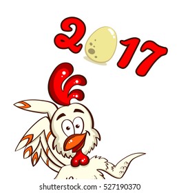 Funny cartoon chick and figures on white background. Vector illustration