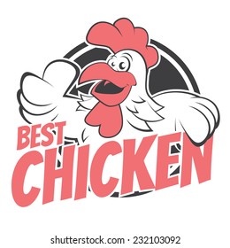 Funny Cartoon Chicken In A Badge