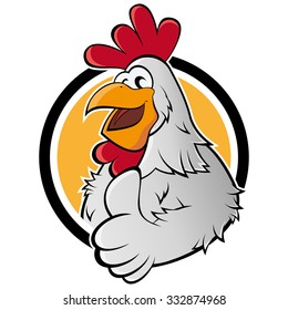 funny cartoon chicken in a badge