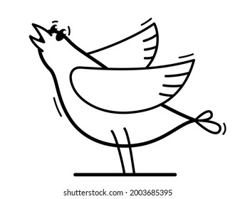Graciosa caricatura de la ilustración de un vector plano de pollo aislado en blanco.