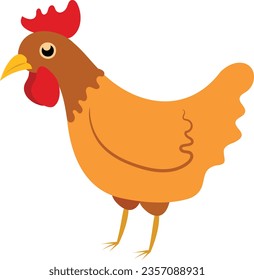 Funny Cartoon Chicken Hand Drawn Illustration