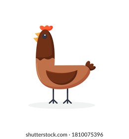 funny cartoon chicken, hen, vector illustration isolated on white background. Vector illustration