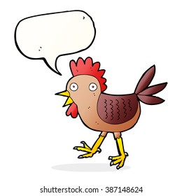 funny cartoon chicken with speech bubble