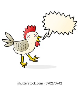 funny cartoon chicken with speech bubble