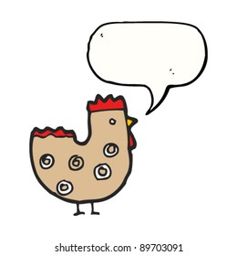 funny cartoon chicken with speech bubble
