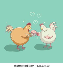 Funny cartoon chickens