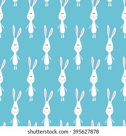 Funny cartoon childish rabbits seamless pattern rabbits background. Happy easter theme. 