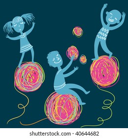 Niños divertidos de dibujos animados