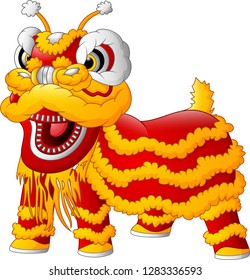 Funny cartoon Chinese dragon dance