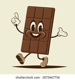 funny cartoon chocolate bar retro cartoon illustration