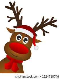 Funny cartoon christmas reindeer on a white background