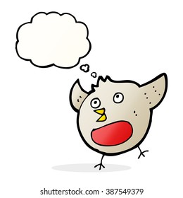 funny cartoon christmas robin with thought bubble