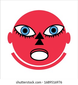 Funny cartoon circle face icon