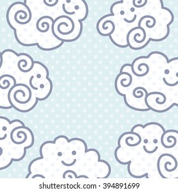 Funny cartoon clouds background with space for your text design. Vector illustration