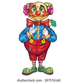 Funny cartoon clown on a white background