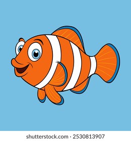 Funny Cartoon Clownfish Illustration – Cute Marine Life 