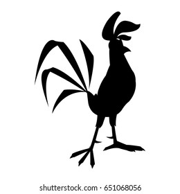 funny cartoon cock, comic rooster character, vector illustration