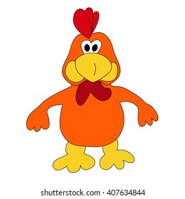 Funny cartoon cock on white background. Vector illustration.