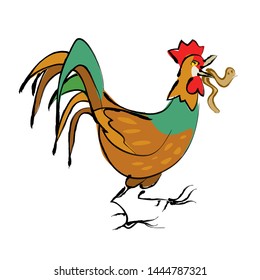 Funny cartoon cock-a-doodle-doo, brush drawings style  svg