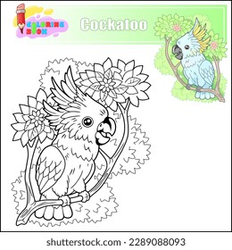 funny cartoon cockatoo parrot coloring book